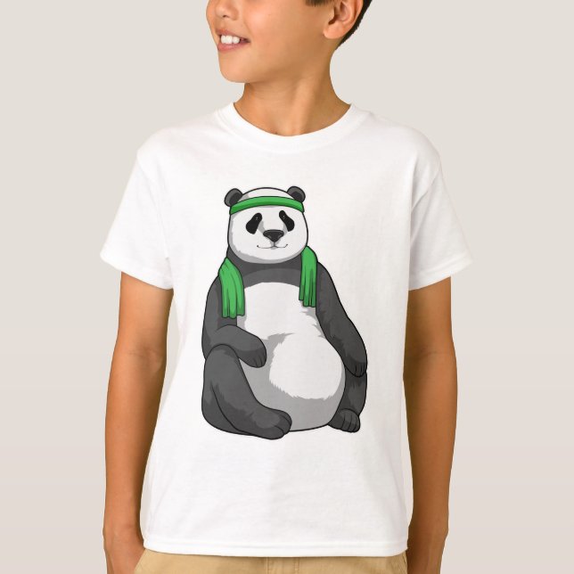 Panda på Fitness med Towel T Shirt (Framsida)