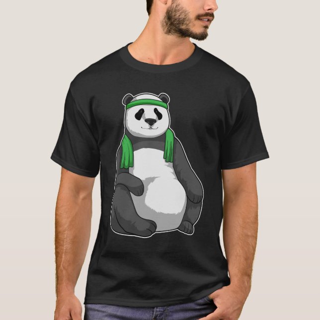 Panda på Fitness med Towel T Shirt (Framsida)