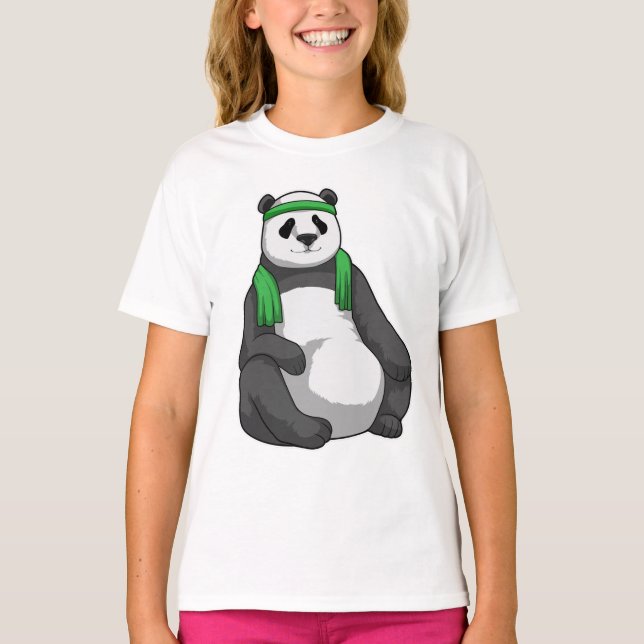 Panda på Fitness med Towel T Shirt (Framsida)