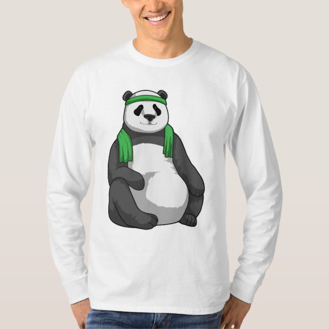 Panda på Fitness med Towel T Shirt (Framsida)