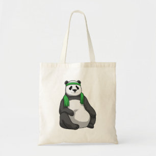 Panda på Fitness med Towel Tygkasse