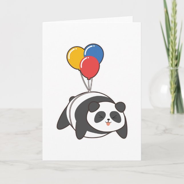 Panda på födelsedagen med Ballon Kort (Framsida)