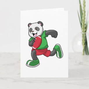Panda på fotboll med utrustning kort