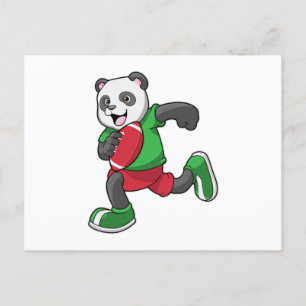 Panda på fotboll med utrustning vykort