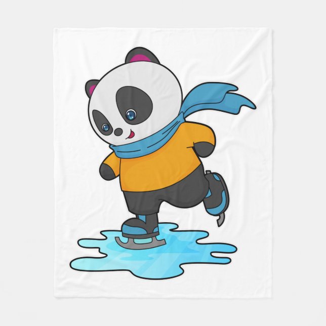 Panda på isar med isskal och scarf fleecefilt (Framsidan)