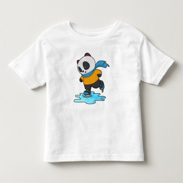 Panda på isar med isskal och scarf t shirt (Framsida)