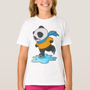 Panda på isar med isskal och scarf t shirt