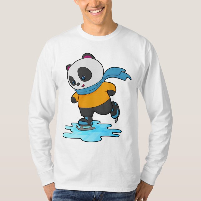 Panda på isar med isskal och scarf t shirt (Framsida)