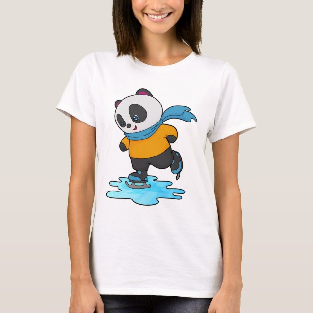 Panda på isar med isskal och scarf t shirt (Framsida)