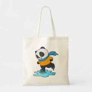 Panda på isar med isskal och scarf tygkasse