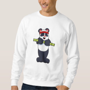 Panda på jobbet med Bamboo Weight Lång Ärmad Tröja