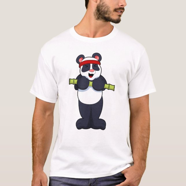 Panda på jobbet med Bamboo Weight T Shirt (Framsida)