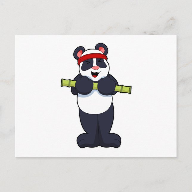 Panda på jobbet med Bamboo Weight Vykort (Framsida)