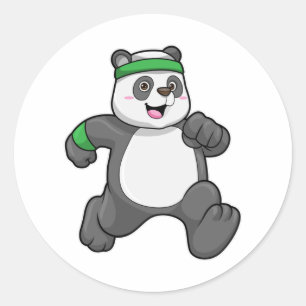 Panda på Jogger med Headband Runt Klistermärke