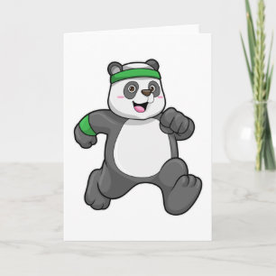 Panda på jogging med pannband kort