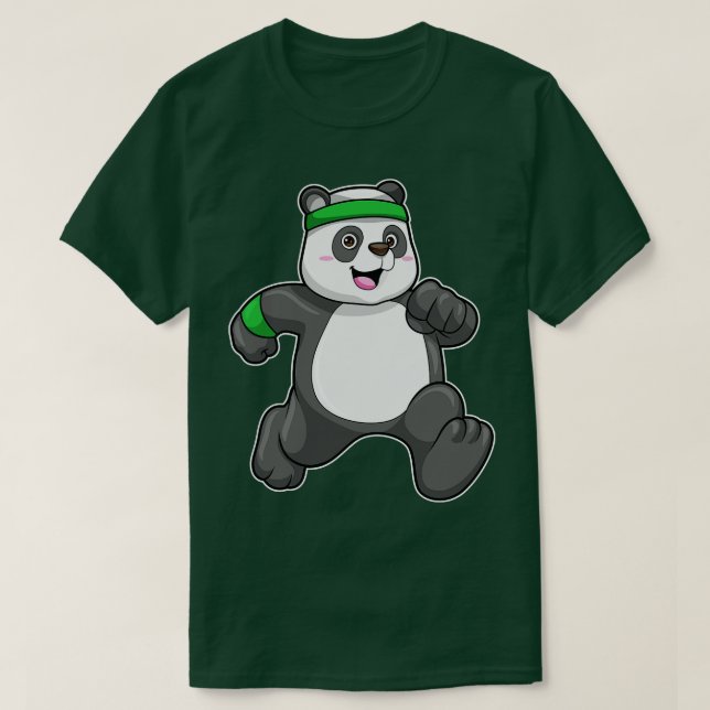 Panda på Joggning med huvudsvett T Shirt (Design framsida)