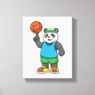 Panda på sport med basketboll canvastryck