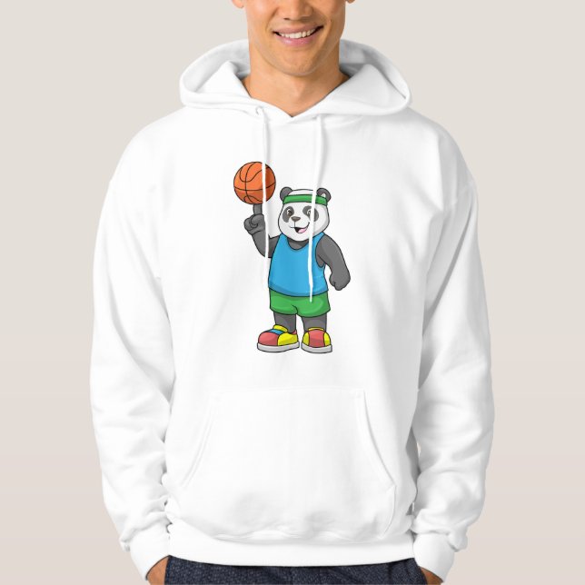 Panda på sport med basketboll hoodie (Framsida)