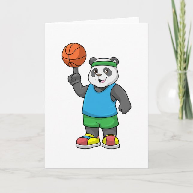 Panda på sport med basketboll kort (Framsida)
