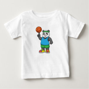 Panda på sport med basketboll t shirt