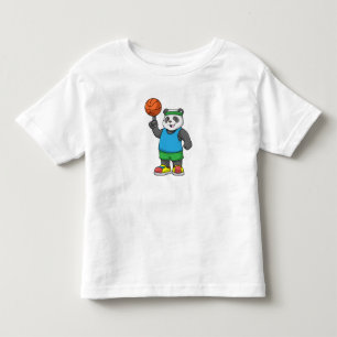 Panda på sport med basketboll t shirt