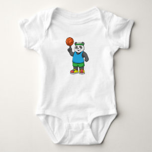 Panda på sport med basketboll t shirt