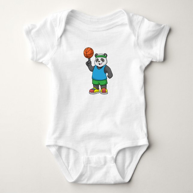Panda på sport med basketboll t shirt (Framsida)