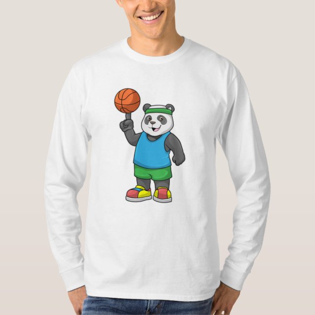 Panda på sport med basketboll t shirt (Framsida)