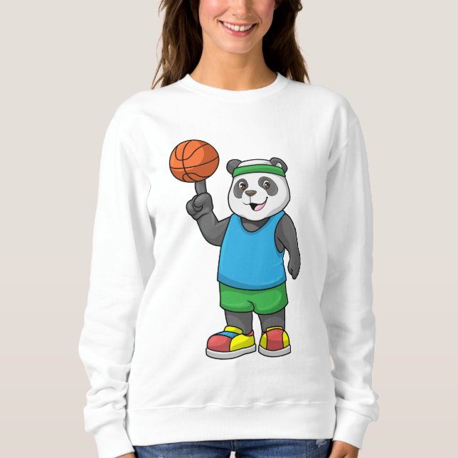Panda på sport med basketboll t shirt (Framsida)