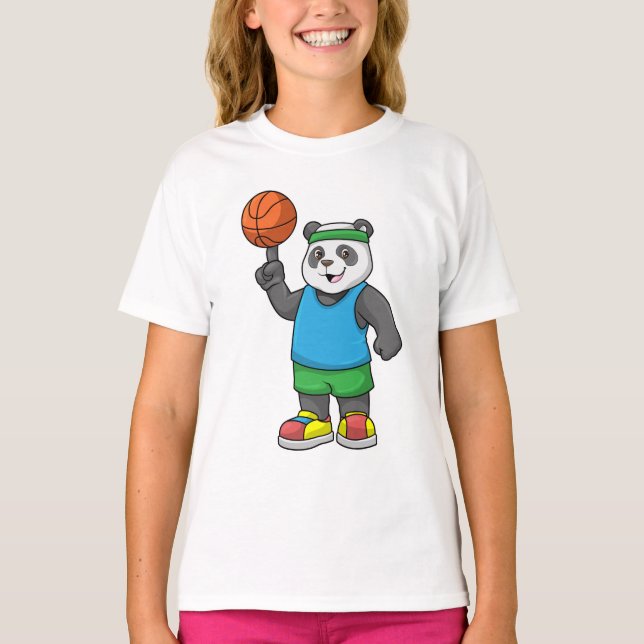 Panda på sport med basketboll t shirt (Framsida)