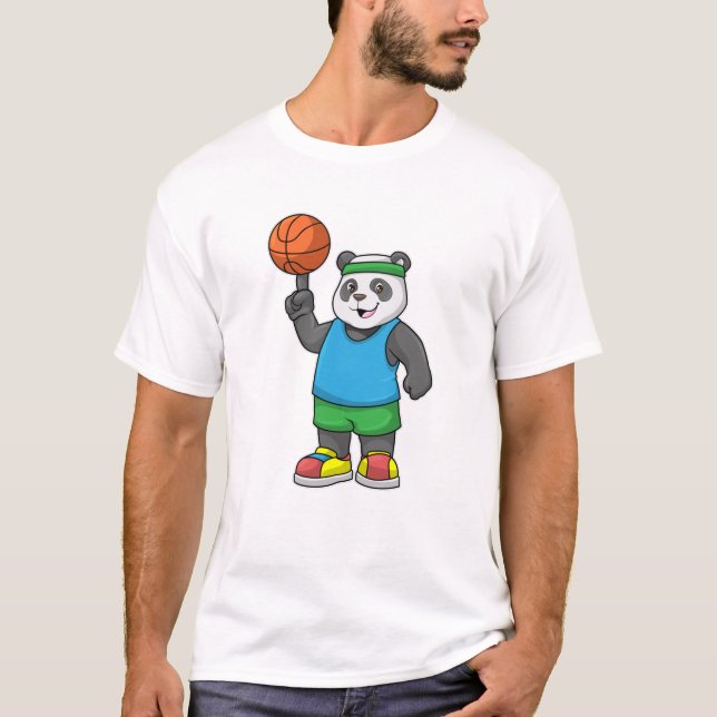 Panda på sport med basketboll t shirt (Framsida)