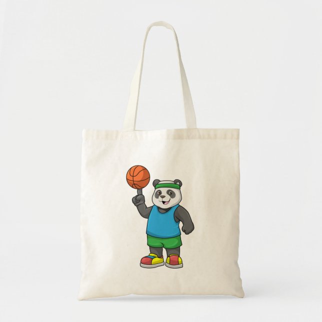 Panda på sport med basketboll tygkasse (Framsidan)