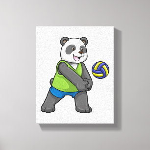 Panda på sport med Volleyball Canvastryck