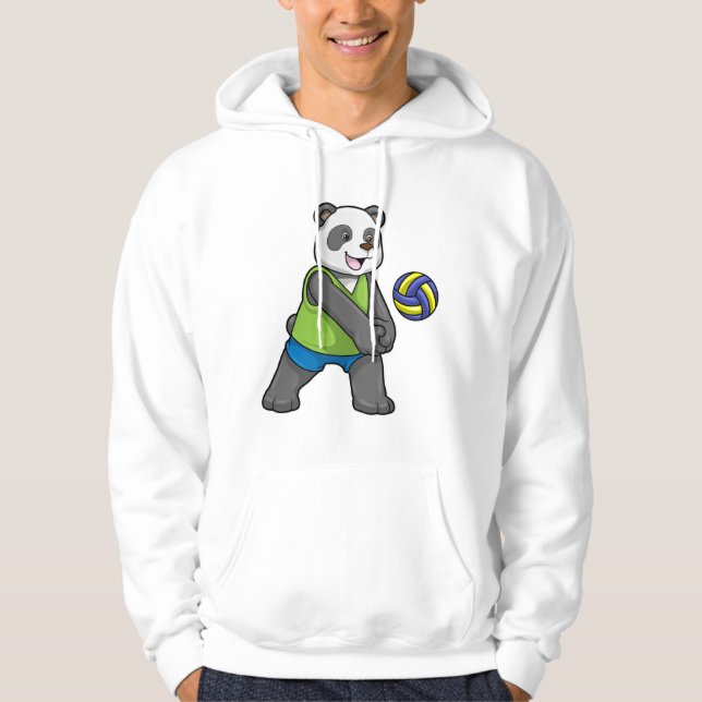 Panda på sport med Volleyball Hoodie (Framsida)