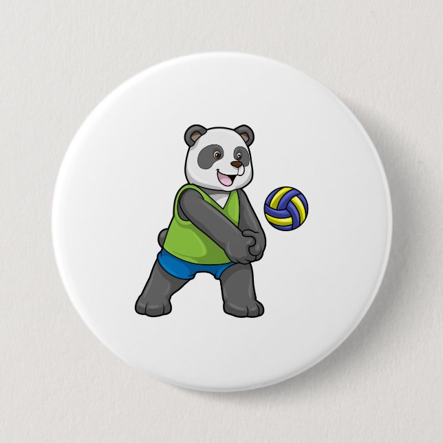 Panda på sport med Volleyball Knapp (Framsida)