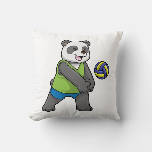 Panda på sport med Volleyball Kudde (Framsida)