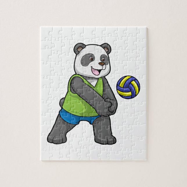 Panda på sport med Volleyball Pussel (Vertikal)