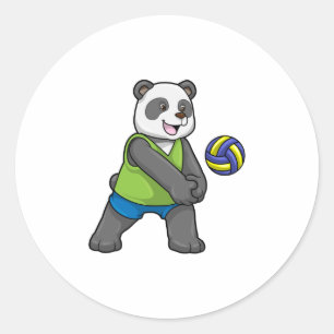 Panda på sport med Volleyball Runt Klistermärke