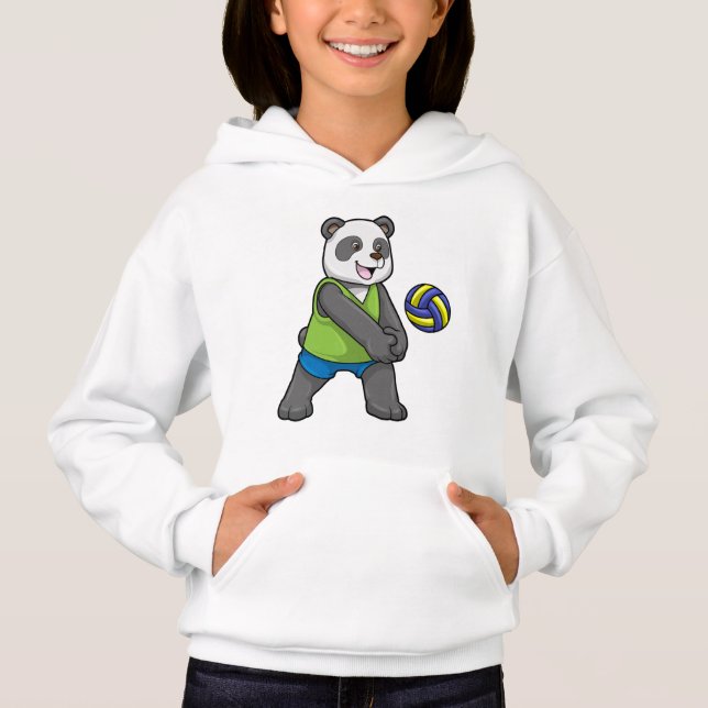 Panda på sport med Volleyball T Shirt (Framsida)