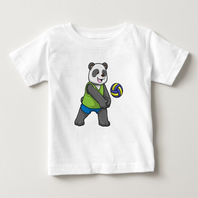 Panda på sport med Volleyball T Shirt (Framsida)