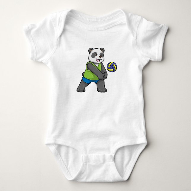 Panda på sport med Volleyball T Shirt (Framsida)