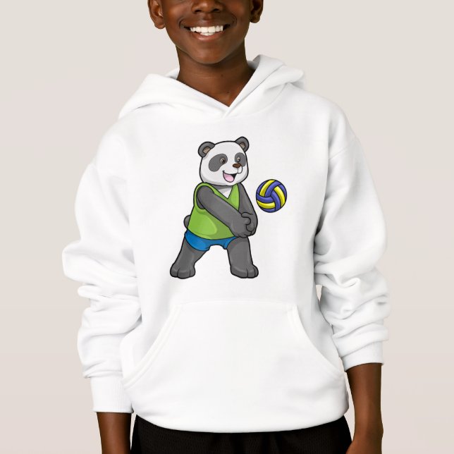 Panda på sport med Volleyball T Shirt (Framsida)