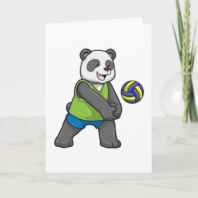 Panda på sport med volleyboll kort (Framsida)