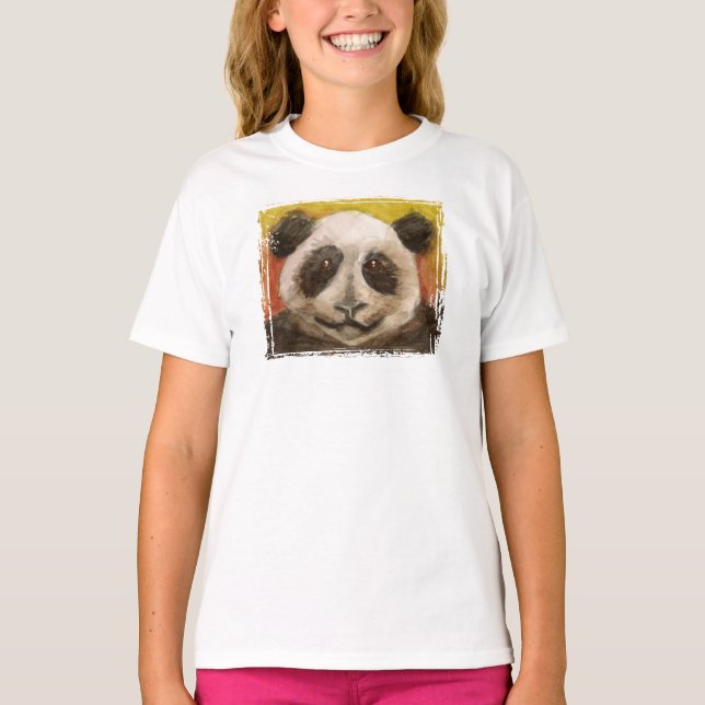 Panda på svart för barn tee (Framsida)