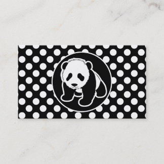 Panda på Svarta och vita Polka dots Visitkort