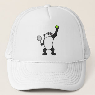 Panda på Tennis med tennis racket Keps