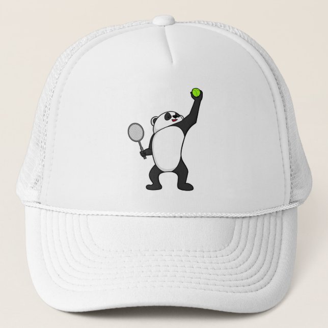 Panda på Tennis med tennis racket Keps (Framsida)