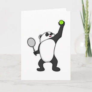 Panda på tennis med tennisracket kort