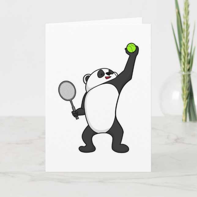 Panda på tennis med tennisracket kort (Framsida)