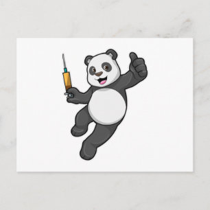 Panda på vaccination med spruta vykort